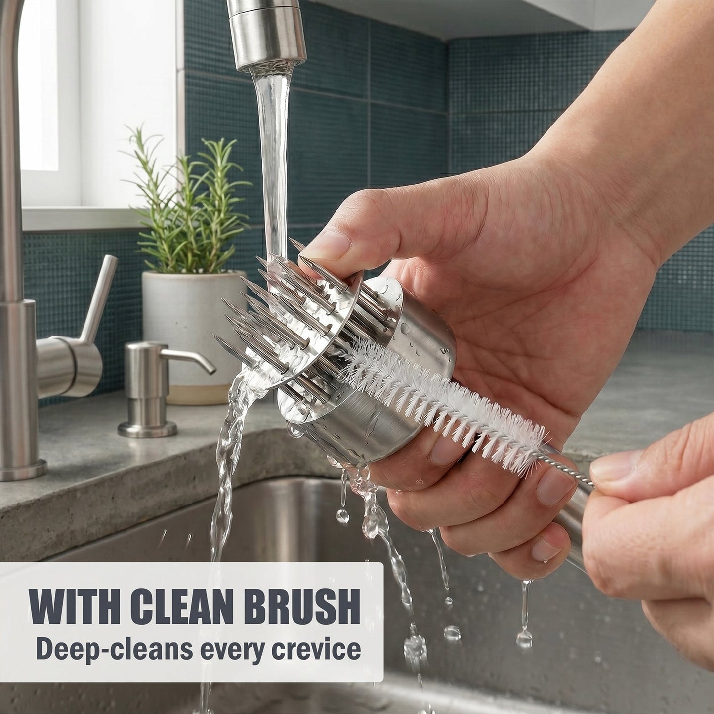 21-Needle Meat Tenderizer Tool - 304 Stainless Steel Manual Meat Prep for Beef, Pork & Chicken, Spring-Loaded Kitchen Tenderizer with Cleaning Brush