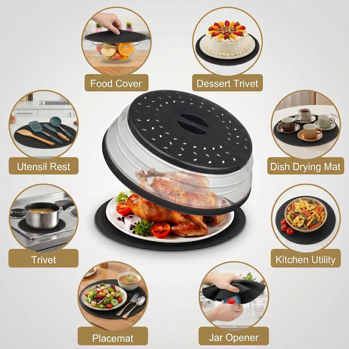 Microwave Splatter Cover, Collapsible Food and Plate Guard with Steam Vent, Dishwasher Safe for Daily Heating and Cooking, 1 Pack