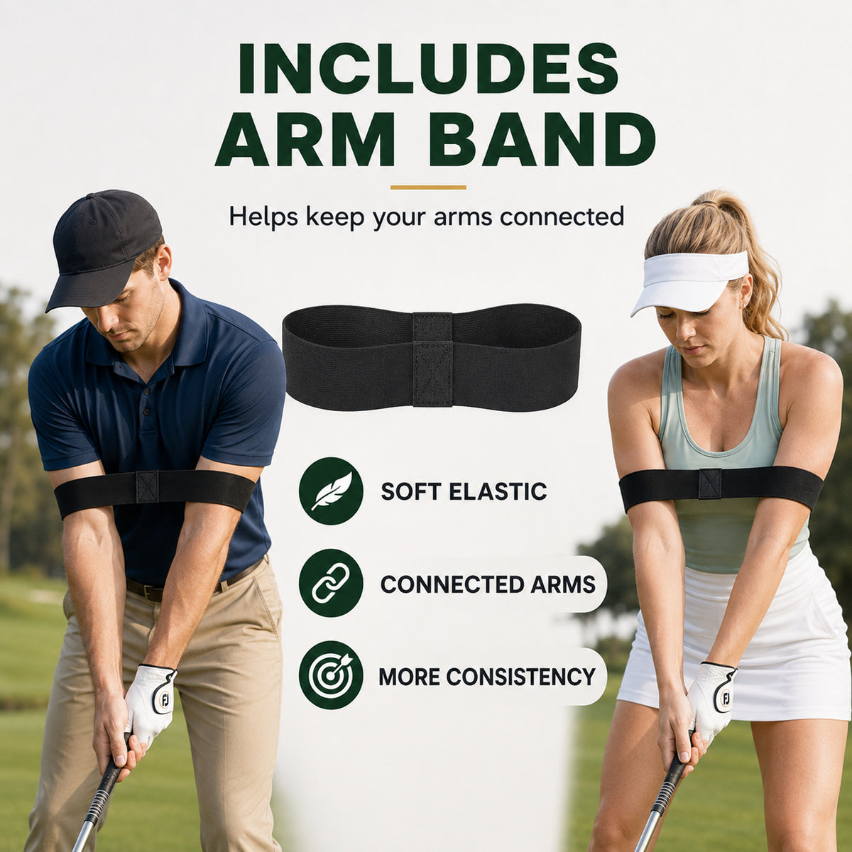 Retractable Golf Swing Trainer, Telescopic Tempo Stick Golf Training Aid Equipped with Golf Grip Trainer and Arm Band, Portable Golf Warm-Up Tool for Indoor Use and Golf Swing Posture Practice