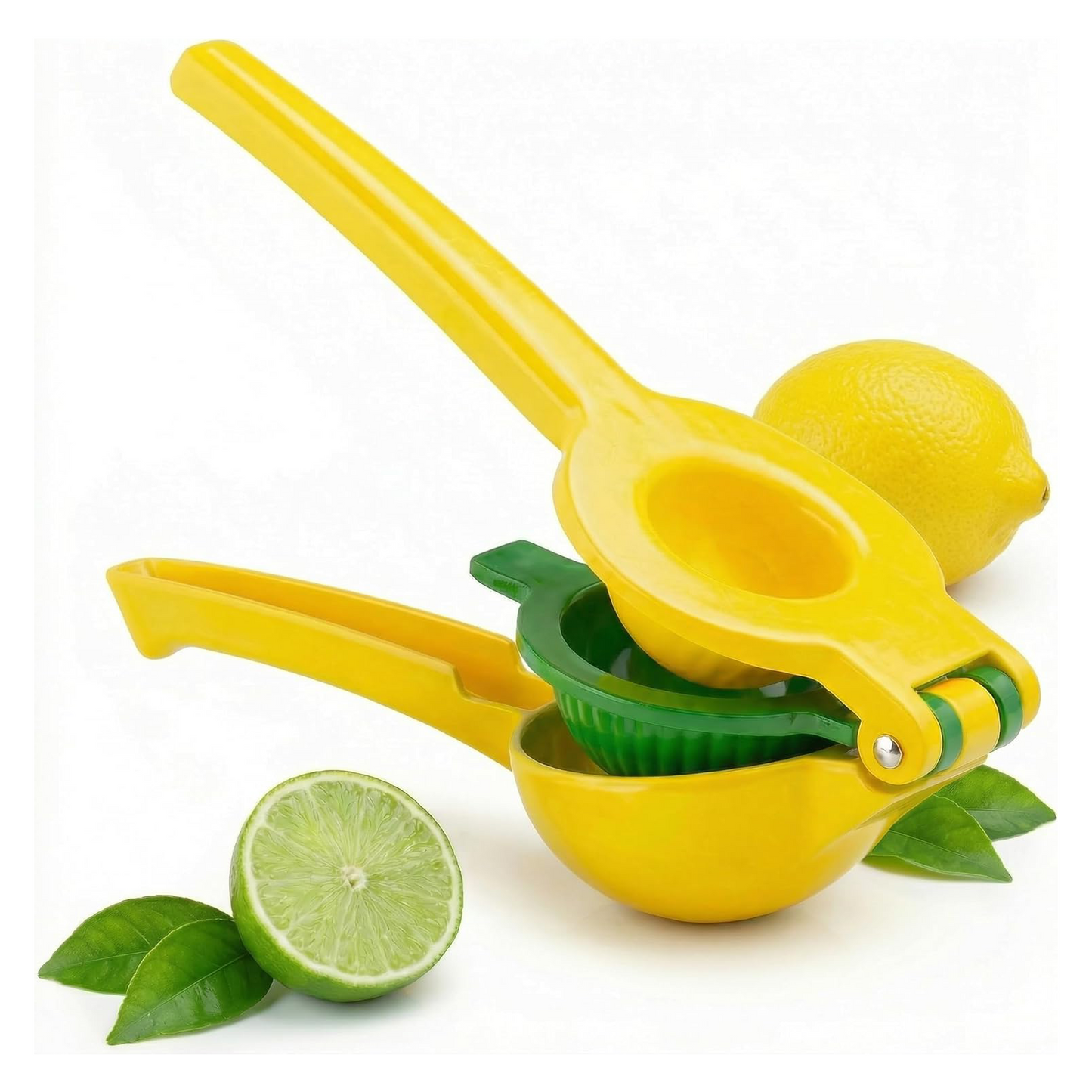 2-in-1 Stainless Steel Lemon & Lime Squeezer, Manual Citrus Press, Durable Metal Lemon Juicer with Ergonomic Handle, Easy to Clean for Kitchen and Drinks