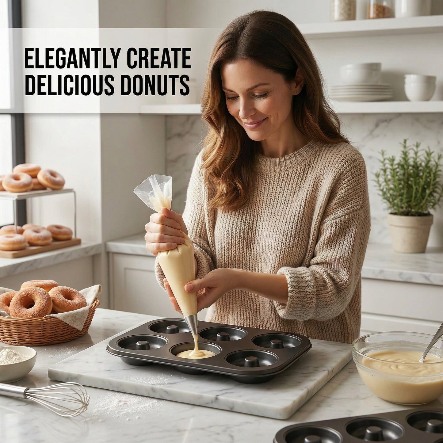2-Pack 6-Cavity Nonstick Donut Pans – Deepened Carbon Steel, Oven Safe to 450°F, Dishwasher Safe