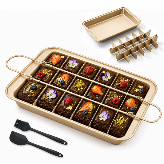 Nonstick Brownie Pan with Dividers – 12"x7" Carbon Steel, Bakes 18 Individual Brownies & Cakes