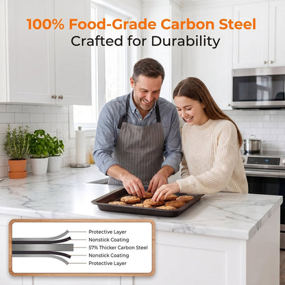 6-Piece Nonstick Bakeware Set – Carbon Steel, Includes Roasting Pan, Cookie Sheet, Cake Pan, Loaf Pan & Muffin Pan