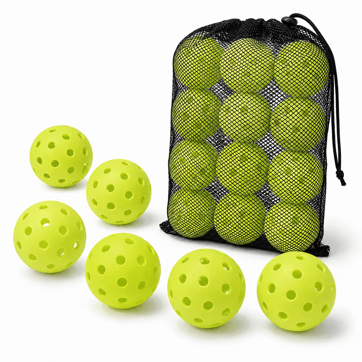 12 Pack Outdoor Pickleball Balls, 40 Holes High Durability Pickleballs with Mesh Bag, Consistent Bounce Stable Flight Colorful PickleBalls for Backyard Court Training Game