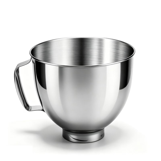 5 Quart Stainless Steel Mixing Bowl with Handle & Clasp, Silver, Fits Tilt-Head 4.5-5 Qt Stand Mixers K45 K45SS KSM75 KSM150 KSM95