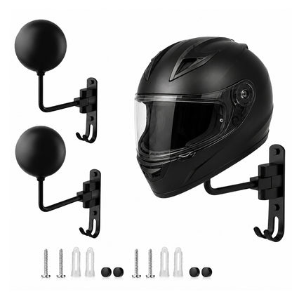 Helmet Hanger Wall Mount, 180° Swivel Helmet Holder Rack, Rotatable Wall Bracket Storage Organizer for Motorcycle, Bike, Racing Helmets, Sports Gear and Outdoor Outerwear Equipment