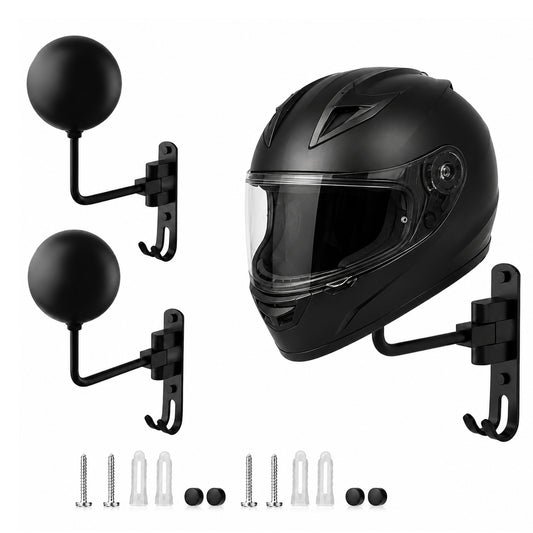Helmet Hanger Wall Mount, 180° Swivel Helmet Holder Rack, Rotatable Wall Bracket Storage Organizer for Motorcycle, Bike, Racing Helmets, Sports Gear and Outdoor Outerwear Equipment