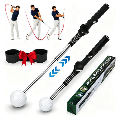 Retractable Golf Swing Trainer, Telescopic Tempo Stick Golf Training Aid Equipped with Golf Grip Trainer and Arm Band, Portable Golf Warm-Up Tool for Indoor Use and Golf Swing Posture Practice