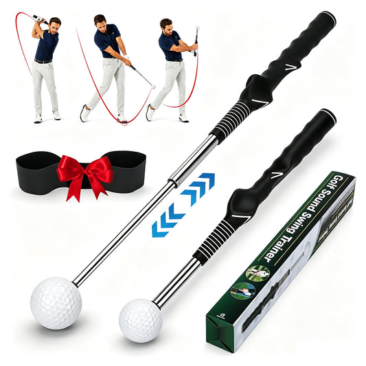 Retractable Golf Swing Trainer, Telescopic Tempo Stick Golf Training Aid Equipped with Golf Grip Trainer and Arm Band, Portable Golf Warm-Up Tool for Indoor Use and Golf Swing Posture Practice