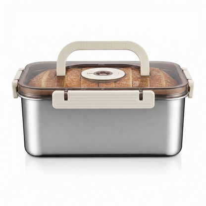 Airtight Bread Box with Time Recording Function, 316 Stainless Steel Container with Lid & Handle, Dishwasher Safe for Homemade Bread Loaf