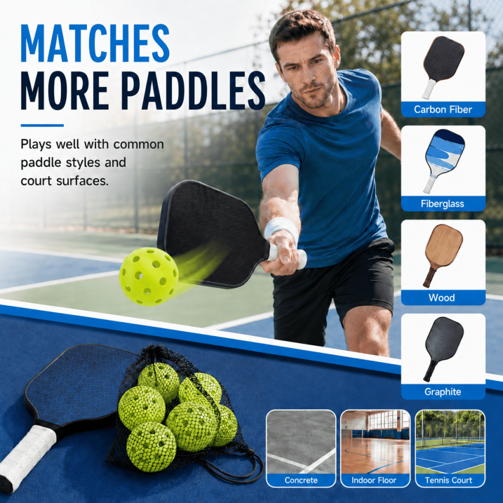 12 Pack Outdoor Pickleball Balls, 40 Holes High Durability Pickleballs with Mesh Bag, Consistent Bounce Stable Flight Colorful PickleBalls for Backyard Court Training Game
