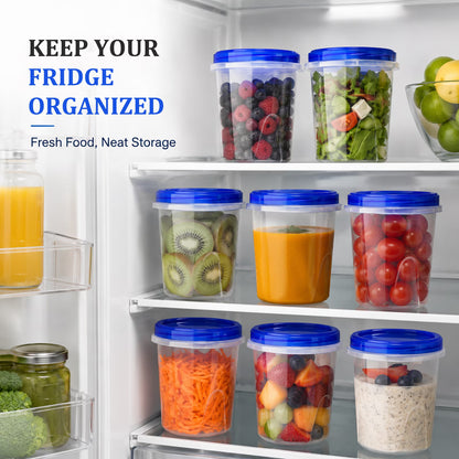 10 Pack 34 oz Reusable Freezer Storage Container Sets with Airtight Twist Top Lid