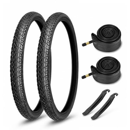 2-Pack 26 Inch 26x2.125 Folding Bike Tires Replacement Set, with Inner Tubes & Tire Levers, for Beach Cruiser Urban Commuting Bicycle, Llantas para Bicicleta
