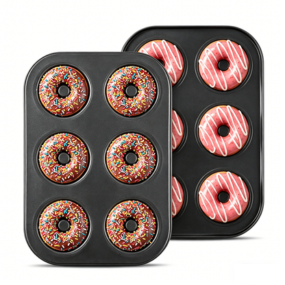 2-Pack 6-Cavity Nonstick Donut Pans – Deepened Carbon Steel, Oven Safe to 450°F, Dishwasher Safe