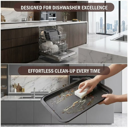 3-Pack Nonstick Baking Sheet Set – Carbon Steel, Stackable, Rust & Warp Resistant, with Brush & Spatula