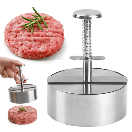 5.5 Inch Hamburger Press, Round Stainless Steel Burger Patty Press, Adjustable Burger Maker with Clear Scales, Easy to Clean for Kitchen, BBQ & Sandwich