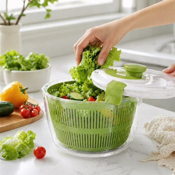 5-Quart Salad Spinner, Lettuce Spinner & Fruit Washer with Removable Colander, Multi-Use Vegetable Washer & Dryer, Dishwasher Safe