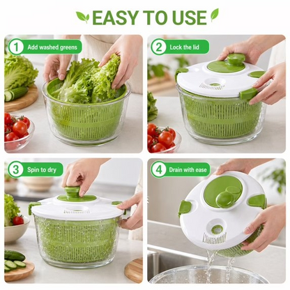 5-Quart Salad Spinner, Lettuce Spinner & Fruit Washer with Removable Colander, Multi-Use Vegetable Washer & Dryer, Dishwasher Safe