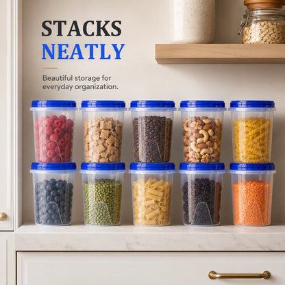 10 Pack 34 oz Reusable Freezer Storage Container Sets with Airtight Twist Top Lid