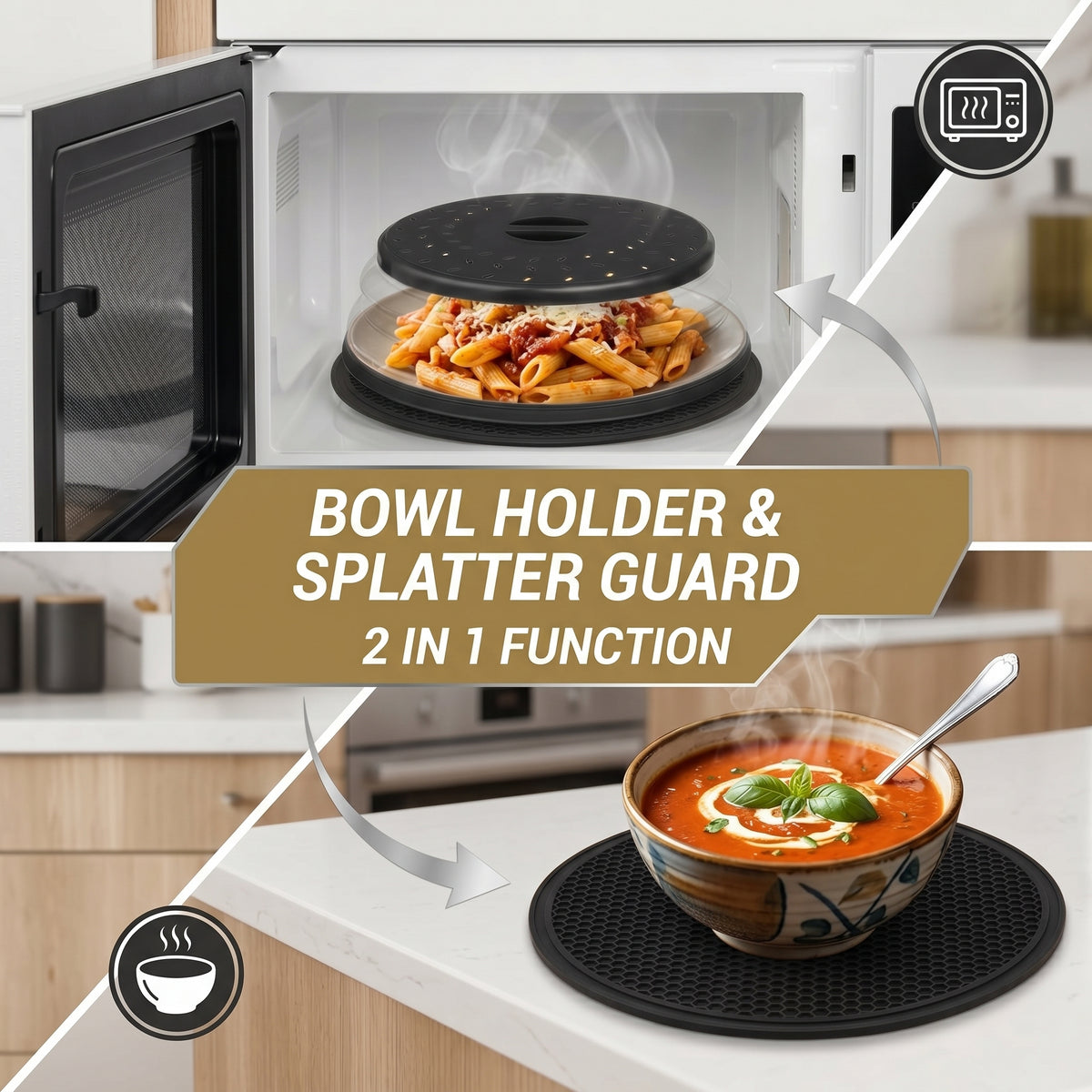 Microwave Splatter Cover, Collapsible Food and Plate Guard with Steam Vent, Dishwasher Safe for Daily Heating and Cooking, 1 Pack