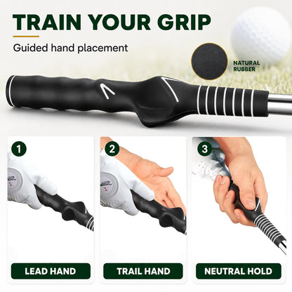 Retractable Golf Swing Trainer, Telescopic Tempo Stick Golf Training Aid Equipped with Golf Grip Trainer and Arm Band, Portable Golf Warm-Up Tool for Indoor Use and Golf Swing Posture Practice