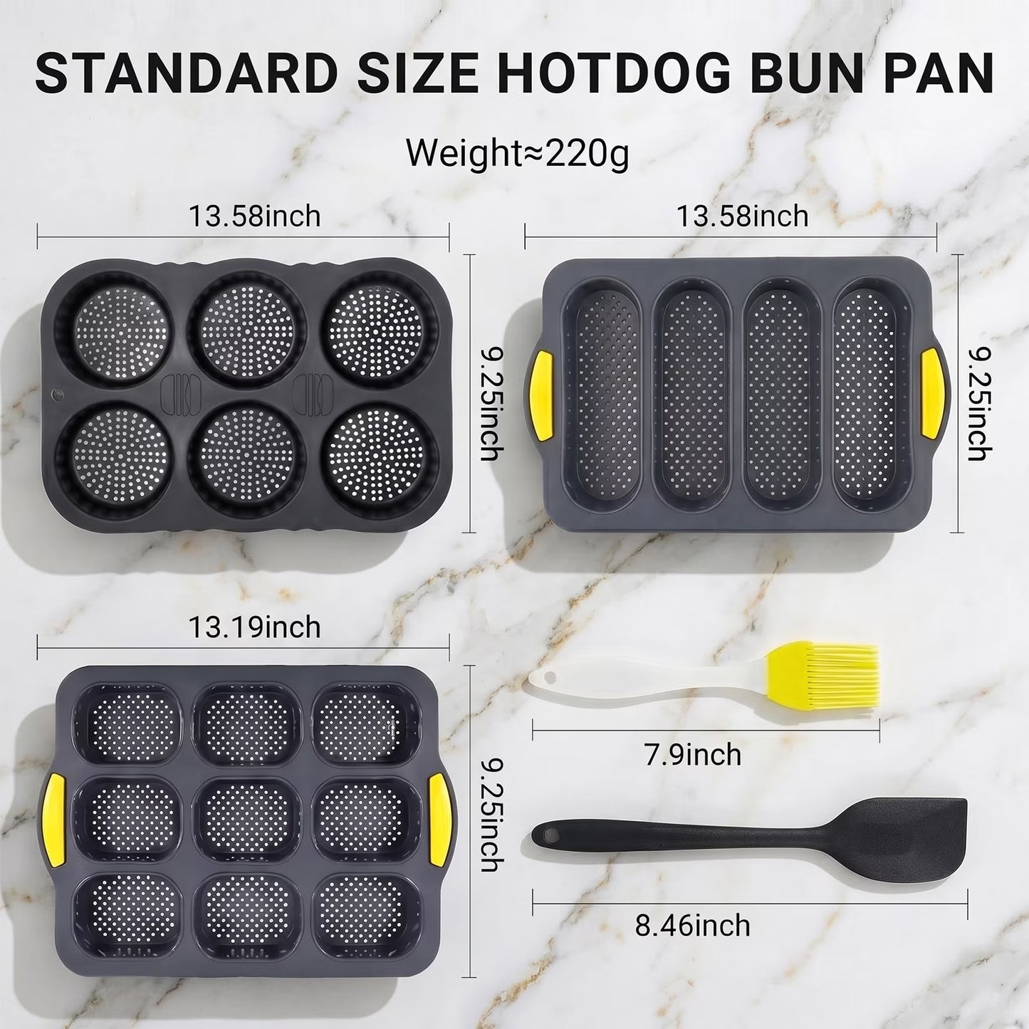 Silicone Baguette Bread Pan, Nonstick French Bread & Hot Dog Bun Mold, Foldable Loaf Pan for Hoagie Rolls, Dishwasher Safe, Easy Release – 3 Pack