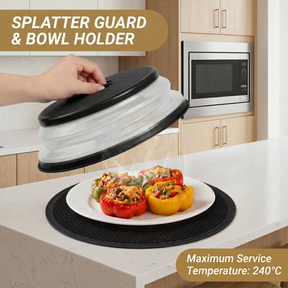 Microwave Splatter Cover, Collapsible Food and Plate Guard with Steam Vent, Dishwasher Safe for Daily Heating and Cooking, 1 Pack