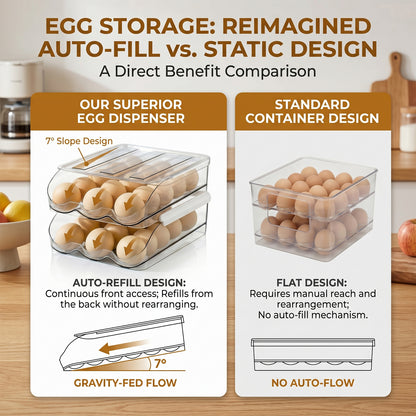 2 Tier Egg Holder, Clear Plastic Stackable Storage Bin with Lid, Large Capacity Organizer for Refrigerator and Countertop, Sturdy Container to Store 36 Eggs for Kitchen Use