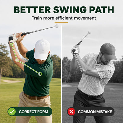 Retractable Golf Swing Trainer, Telescopic Tempo Stick Golf Training Aid Equipped with Golf Grip Trainer and Arm Band, Portable Golf Warm-Up Tool for Indoor Use and Golf Swing Posture Practice