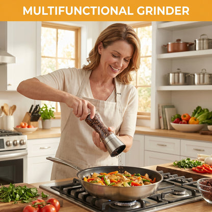 2-Pack Stainless Steel Pepper Grinder Set, Adjustable Coarseness Spice Mill, Salt Grinder for Sea Salt and Pepper