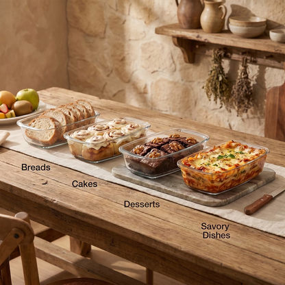 2-Pack Glass Loaf Pan with Lids – Deep 1.9 QT, Clear Baking Dish, Wide Handles, Oven to Fridge