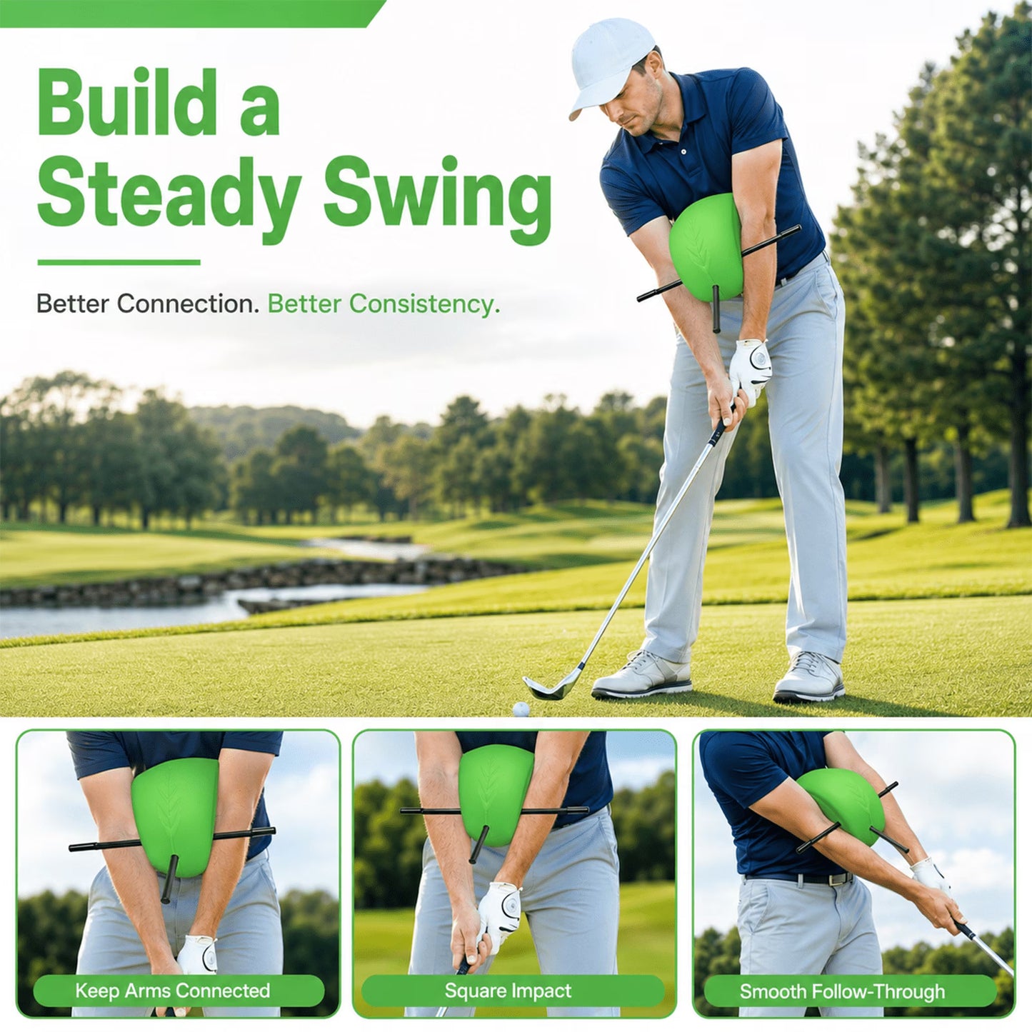 The Connector Golf Training Aid – Foam Swing Trainer for Posture & Arm Structure, Portable Practice Tool
