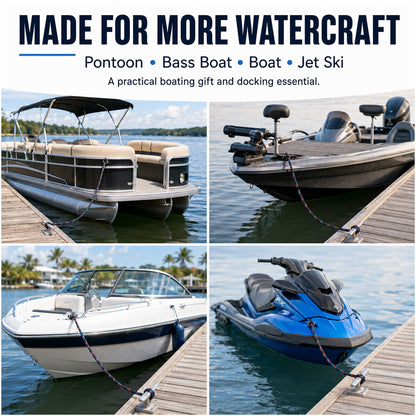4Ft Bungee Dock Lines for Boats, Shock Absorbing Mooring Ropes Featuring Quick Connect Structure to Skip Extra Knot-Tying, Versatile Marine Accessories Suitable for Pontoon, Bass Boat and Jet Ski