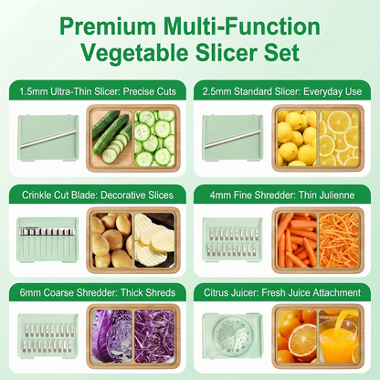 Large Salad Spinner And Slicer - 5.3 Qt, 3-In-1 Fruit And Vegetable Wash Bowl, Lettuce Spinner With 5-Blade Slicer And Egg Strainer for Quick Salad Making (Green)
