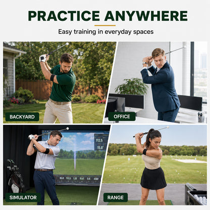 Retractable Golf Swing Trainer, Telescopic Tempo Stick Golf Training Aid Equipped with Golf Grip Trainer and Arm Band, Portable Golf Warm-Up Tool for Indoor Use and Golf Swing Posture Practice