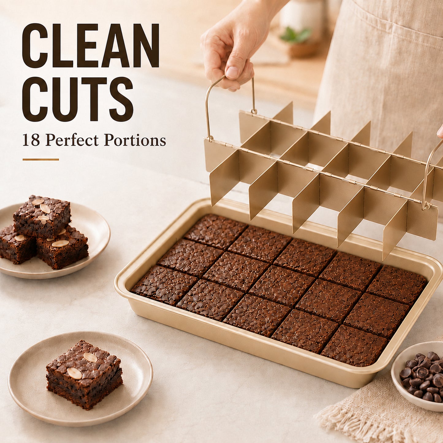 Nonstick Brownie Pan with Dividers – 12"x7" Carbon Steel, Bakes 18 Individual Brownies & Cakes