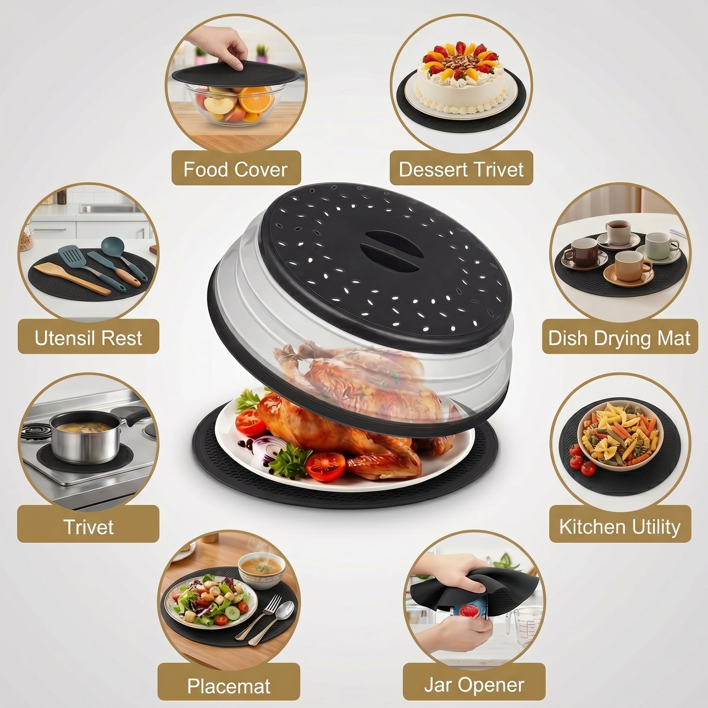 Microwave Splatter Cover, Collapsible Food and Plate Guard with Steam Vent, Dishwasher Safe for Daily Heating and Cooking, 1 Pack