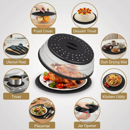 Microwave Splatter Cover, Collapsible Food and Plate Guard with Steam Vent, Dishwasher Safe for Daily Heating and Cooking, 1 Pack