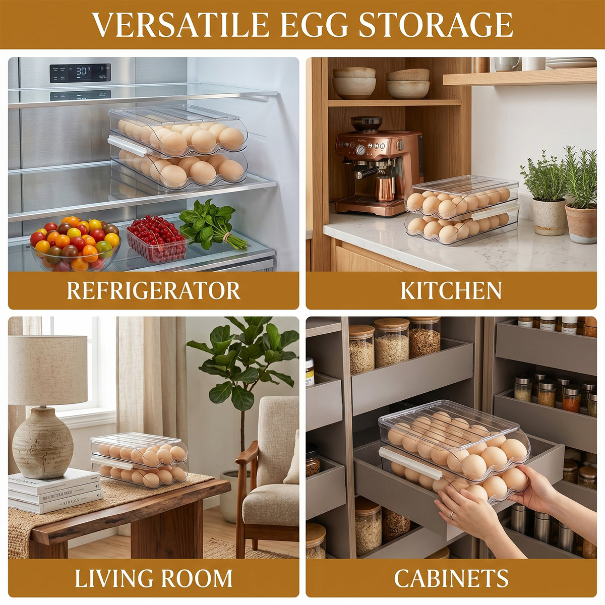 2 Tier Egg Holder, Clear Plastic Stackable Storage Bin with Lid, Large Capacity Organizer for Refrigerator and Countertop, Sturdy Container to Store 36 Eggs for Kitchen Use