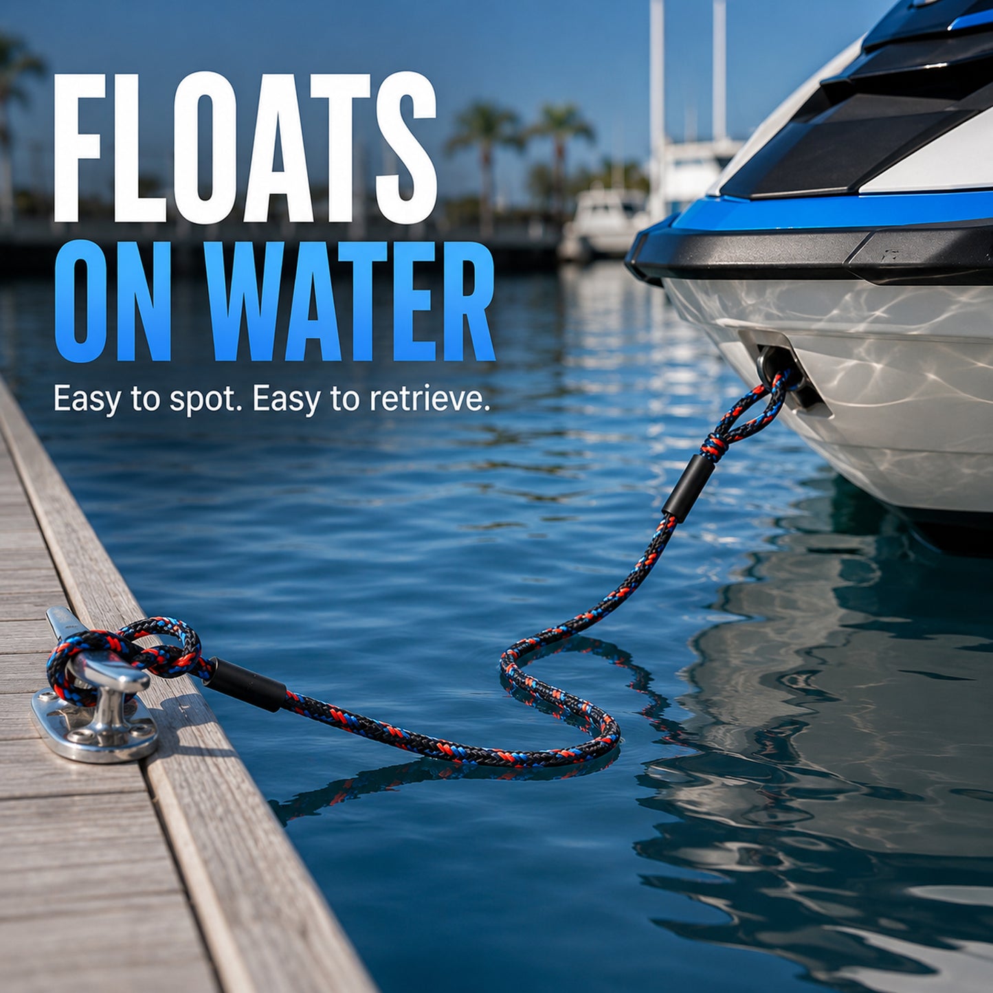 4Ft Bungee Dock Lines for Boats, Shock Absorbing Mooring Ropes Featuring Quick Connect Structure to Skip Extra Knot-Tying, Versatile Marine Accessories Suitable for Pontoon, Bass Boat and Jet Ski