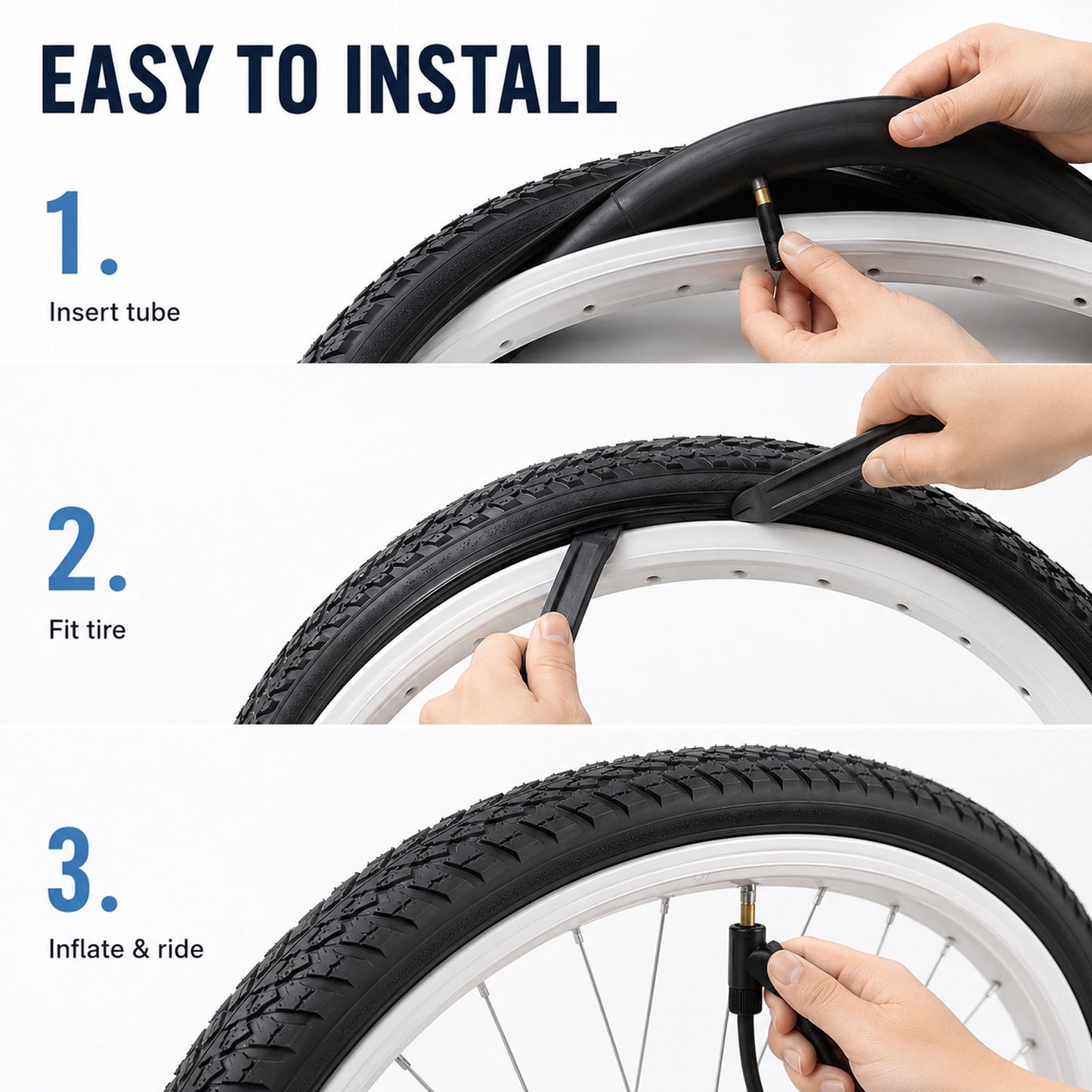 2-Pack 26 Inch 26x2.125 Folding Bike Tires Replacement Set, with Inner Tubes & Tire Levers, for Beach Cruiser Urban Commuting Bicycle, Llantas para Bicicleta