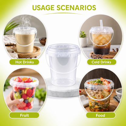 15 Sets 34 oz Plastic Cups with Lids and Straws - Portable To-Go Beverage Tumblers with Handles for Pool, Beach, Picnic and Party Supplies, Reusable