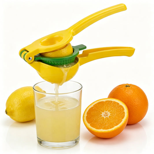 2-in-1 Stainless Steel Lemon & Lime Squeezer, Manual Citrus Press, Durable Metal Lemon Juicer with Ergonomic Handle, Easy to Clean for Kitchen and Drinks