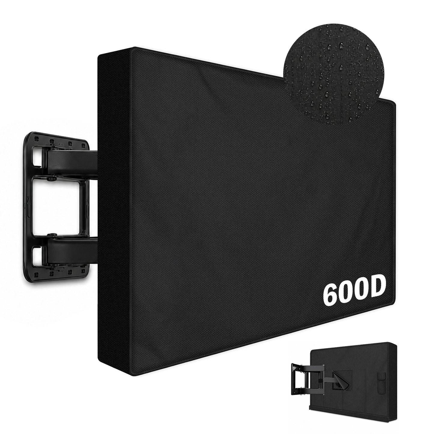 Outdoor TV Cover 60 to 65 inch Weatherproof, Black 600D Waterproof Full Coverage Protector Measuring 58''W x 37''H x 5"D, Durable Outdoor Flat Screen TV Shield Compatible with Standard Wall Mounts
