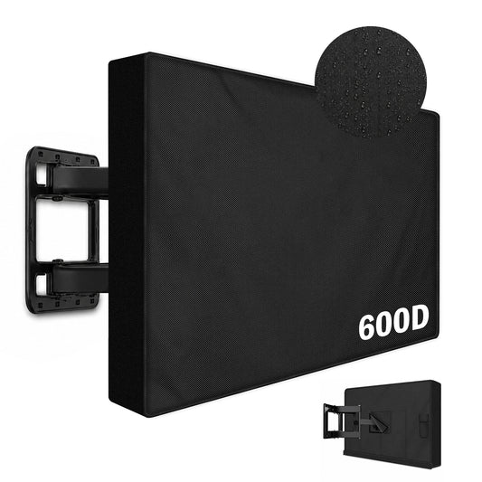Outdoor TV Cover 60 to 65 inch Weatherproof, Black 600D Waterproof Full Coverage Protector Measuring 58''W x 37''H x 5"D, Durable Outdoor Flat Screen TV Shield Compatible with Standard Wall Mounts
