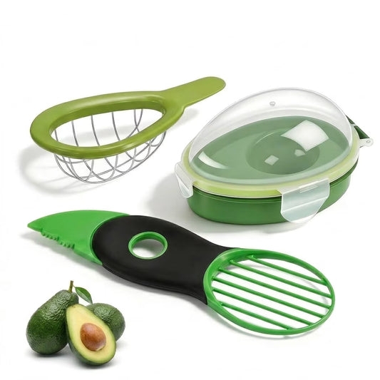 Avocado 3 Piece Set, Includes Avocado Slicer, Cutter and Airtight Storage Container