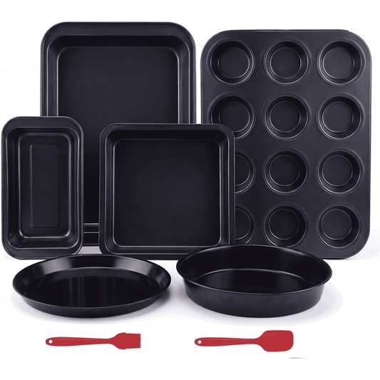 6-Piece Nonstick Bakeware Set – Carbon Steel, Includes Roasting Pan, Cookie Sheet, Cake Pan, Loaf Pan & Muffin Pan