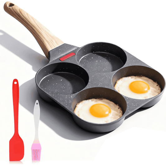 4-Cup Nonstick Pancake Pan – Breakfast Egg Pan, Omelette Skillet, Compatible with Gas & Induction Cooktops
