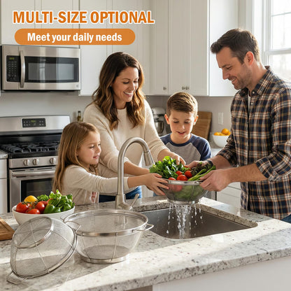 3 Pack Stainless Steel Colander, Colander with Handles and Resting Base, Mesh Strainers for Kitchen – 3 Sizes (3,4,5 Quart), Dishwasher Safe