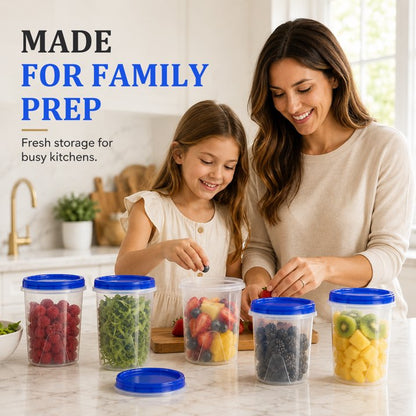 10 Pack 34 oz Reusable Freezer Storage Container Sets with Airtight Twist Top Lid